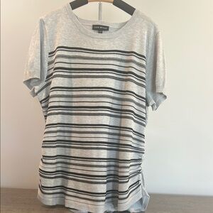 Lane Bryant Relaxed Gray and White Cuffed Sleeve Tee